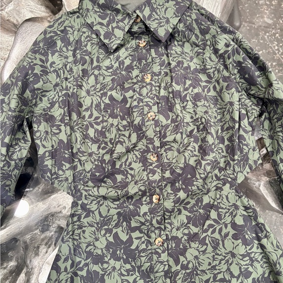 Free People Third Form Emerald Floral Open Back Blouse | Romantic Boho Top - Picture 4 of 5